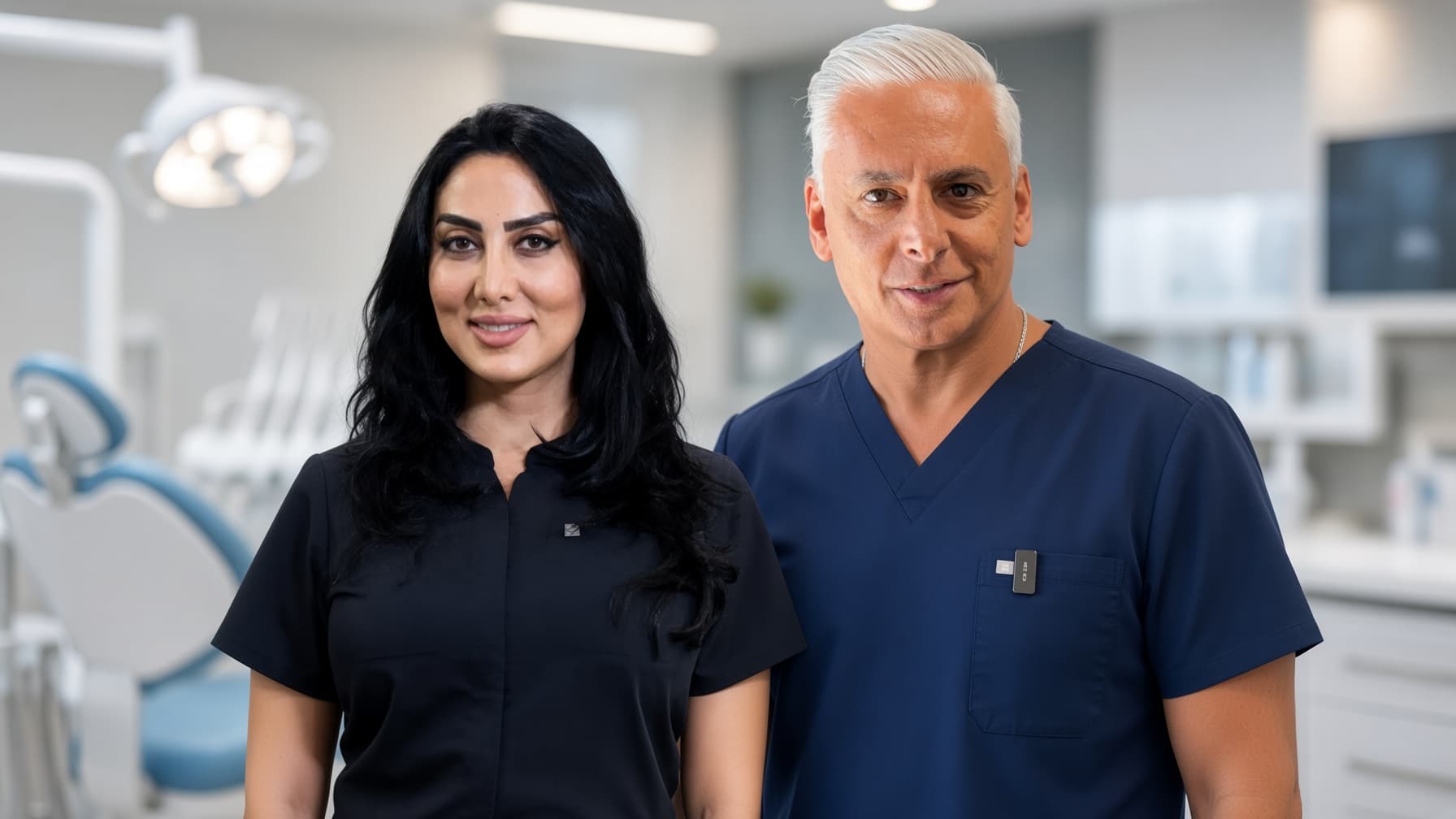 Dr. Sean Ebrahimian and Dr. Mahsa Harati in an Implants 4 Life treatment room
